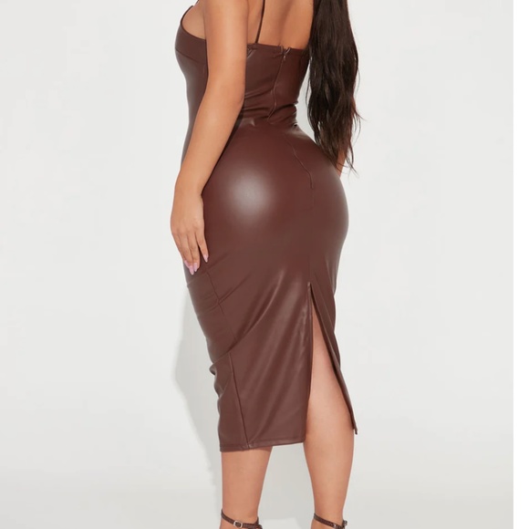 FashionNova Faux leather Brown dress Size XL - Picture 2 of 2